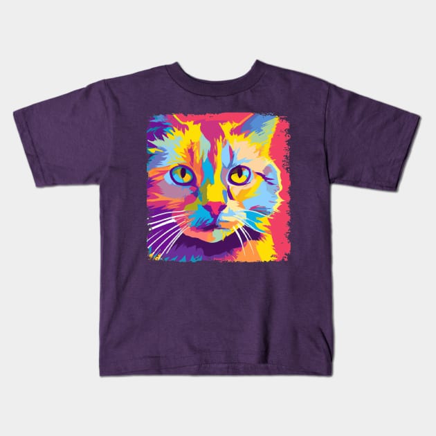 Javanese Cat Pop Art - Cat Lover Gift Kids T-Shirt by PawPopArt